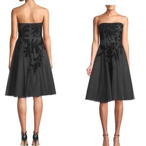 NWT! Aidan Mattox strapless velvet floral dress 6